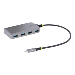 Startech 4-Port USB-C Hub, USB 3.0 5Gbps, Bus Powered, USB Type-C to 4x USB-A Hub with Optional Auxiliary Power Input, Portable Desktop Laptop USB Hub with 1ft (30cm) Attached Cable - USB Expansion Hub (5G4AB-USB-C-HUB) - Rozbočovač - 4 x USB 3.2 Gen 1 + 1 x micro-USB - desktop