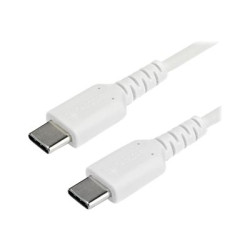 StarTech 2m USB C Charging Cable, Durable Fast Charge & Sync USB 2.0 Type C to USB C Laptop Charger Cord, TPE Jacket Aramid Fiber M M 60W White, Samsung S10, S20 iPad Pro MS Surface - Heavy Duty and Rugged - USB kabel - USB-C (M) rovné do USB-C (M) rovné - Thunderbolt 3 USB 2.0 - 2 m - bílá