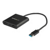 Startech USB 3.0 to Dual HDMI Adapter, 1x 4K 30Hz & 1x 1080p, External Video & Graphics Card, USB Type-A to HDMI Dual Monitor Display Adapter Dongle, Supports Windows Only, Black - USB to Dual HDMI Adapter (USB32HD2) - Kabel adaptéru - kompatibilní s TAA - USB typ A s piny (male) do HDMI se zdířkami (female) - 25 cm - černá - podpora 4K30Hz (3840 x 2160) - pro P N: HDDVIMM3, HDMM12, HDMM15, HDMM1MP, HDMM2MP, HDMM3, HDMM3MP, HDMM50A, HDMM6, HDPMM50