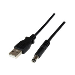 StarTech 1m USB to Type N Barrel 5V DC Power Cable - USB A to 5.5mm DC - 1 Meter USB to 5.5mm DC Plug (USB2TYPEN1M) - Elektrický kabel - USB (pouze napájení) (M) do DC jack 5,5 x 2,5 mm (M) - 1 m - lisovaný - černá - pro P N: HDBOOST