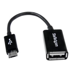 StarTech 5in Micro USB to USB OTG Host Adapter - Micro USB Male to USB A Female On-The-GO Host Cable Adapter (UUSBOTG) - USB adaptér - USB (F) do Micro USB typ B (M) - USB 2.0 OTG - 12.7 cm - černá - pro P N: ST4300U3C1, ST4300U3C1B