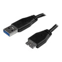 StarTech 0.5m 20in Slim USB 3.0 A to Micro B Cable M M - Mobile Charge Sync USB 3.0 Micro B Cable for Smartphones and Tablets (USB3AUB50CMS) - Kabel USB - Micro-USB typu B (M) do USB typ A (M) - USB 3.0 - 50 cm - lisovaný - černá - pro P N: S2510BU33PW, S251BMU3FP, S251BRU33, SLSODDU33B, SM2NGFFMBU33, UNI251BMU33