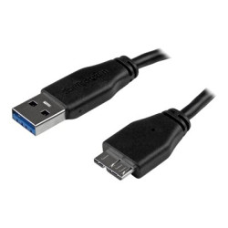 StarTech 0.5m 20in Slim USB 3.0 A to Micro B Cable M M - Mobile Charge Sync USB 3.0 Micro B Cable for Smartphones and Tablets (USB3AUB50CMS) - Kabel USB - Micro-USB typu B (M) do USB typ A (M) - USB 3.0 - 50 cm - lisovaný - černá - pro P N: S2510BU33PW, S251BMU3FP, S251BRU33, SLSODDU33B, SM2NGFFMBU33, UNI251BMU33