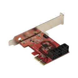 Startech SATA PCIe Card, 4 Port PCIe SATA Expansion card, 6Gbps SATA Card, Low Full Profile, SATA Stacked Connectors, ASM1164 Non-Raid SATA Controller Card - PCI Express to SATA Converter - Řadič úložiště - SATA 6Gb s - nízký profil - PCIe 3.0 x2 - červená