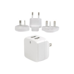 Startech Dual Port USB Wall Charger 17W 3.4A - Travel Charger 110V 220V - Síťový adaptér - 17 Watt - 3.4 A - 2 výstupní konektory (USB) - bílá - pro P N: USBLT1MWS, USBLT2MBR, USBLT2MW, USBLT30CMW, USBLTM1MBK, USBLTM1MWH, VID2VGATV3