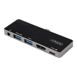 Startech USB C Multiport Adapter, USB-C Mini Dock, USB-C to 4K 60Hz HDMI 2.0, With 100W Power Delivery Pass-Through Charging, 3-Port USB 3.0 Hub, Audio, USB Type-C Multiport Adapter - USB-C Travel Dock - Dokovací stanice - USB-C - HDMI
