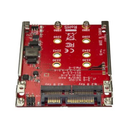 Startech M.2 to SATA Adapter - Dual Slot - for 2.5in Drive Bay - RAID - M.2 SSD - M.2 Adapter - M.2 SSD Adapter (S322M225R) - Řadič úložiště (RAID) - M.2 - M.2 Card - RAID 0, 1, JBOD, BIG - SATA 6Gb s - červená