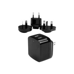 Startech Travel USB Wall Charger - 2 Port - Black - Universal Travel Adapter - International Power Adapter - USB Charger (USB2PACBK) - Síťový adaptér - 17 Watt - 3.4 A - 2 výstupní konektory (USB) - černá - pro P N: USBLT1MWS, USBLT2MBR, USBLT2MW, USBLT30CMW, USBLTM1MBK, USBLTM1MWH, VID2VGATV3