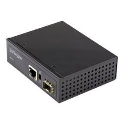 Startech PoE+ Industrial Fiber to Ethernet Media Converter 60W, SFP to RJ45, Singlemode Multimode Fiber to Copper Gigabit Ethernet, Compact, IP-30 -40 to +75C, PoE+ Media Converter - Fiber Media Converter (IMC1GSFP60W) - Konvertor médií s optickými vlákny - 1GbE - 1000Base-SX, 1000Base-T - RJ-45 SFP (mini-GBIC) - až 10 km