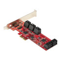 Startech SATA PCIe Card, 10 Port PCIe SATA Expansion card, 6Gbps SATA Card, Low Full Profile, Stacked SATA Connectors, ASM1062 Non-Raid SATA Controller Card Adapter - PCI Express to SATA Converter - Řadič úložiště - SATA 6Gb s - nízký profil - PCIe 2.0 x2