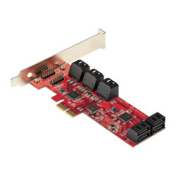 Startech SATA PCIe Card, 10 Port PCIe SATA Expansion card, 6Gbps SATA Card, Low Full Profile, Stacked SATA Connectors, ASM1062 Non-Raid SATA Controller Card Adapter - PCI Express to SATA Converter - Řadič úložiště - SATA 6Gb s - nízký profil - PCIe 2.0 x2