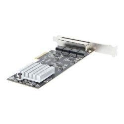 Startech 4-Port 2.5Gbps NBASE-T PCIe Network Card, Intel I225-V Chip, Quad Port Computer Network Card, Multi-Gigabit NIC, PCI Express Server LAN Card, Desktop Ethernet Interface Card, PCI Express 2.0 (PR42GI-NETWORK-CARD) - Síťový adaptér - PCIe 2.0 x4 - 10M 100M 1G 2.5 Gigabit Ethernet x 4 - černá