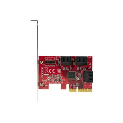 Startech SATA PCIe Card, 6 Port PCIe SATA Expansion card, 6Gbps SATA Card, Low Full Profile, Stacked SATA Connectors, ASM1166 Non-Raid SATA Controller Card - PCI Express to SATA Converter - Řadič úložiště - SATA 6Gb s - nízký profil - PCIe 3.0 x4 - červená
