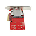 Startech Dual M.2 PCIe SSD Adapter Card, x8 x16 Dual NVMe or AHCI M.2 SSD to PCI Express 3.0, M.2 NGFF PCIe (M-Key) Compatible, Vented, Supports 2242, 2260, 2280, JBOD, Mac & PC - Full Low-Profile Brackets (PEX8M2E2) - Adaptér rozhraní - M.2 - Expansion Slot to M.2 - M.2 Card - nízký profil - PCIe 3.0 x8 - červená - kompatibilní s TAA