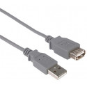 PremiumCord USB 2.0 kabel prodlužovací, A-A, 3m, šedá