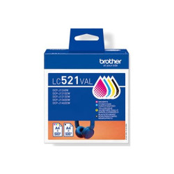 Brother LC521 Value Pack - 4-balení - cerná, žlutá, azurová, purpurová - originální - závesný box - inkoustová cartridge - pro Brother DCP-J1260W, DCP-J1310DW, DCP-J1313DW, DCP-J1460DW