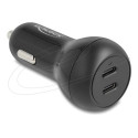 Delock - Napájecí adaptér do auta - 40 Watt - 3 A - PD 3.0 - 2 výstupní konektory (USB-C) - cerná