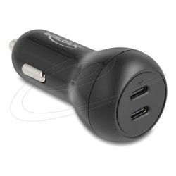 Delock - Napájecí adaptér do auta - 40 Watt - 3 A - PD 3.0 - 2 výstupní konektory (USB-C) - cerná