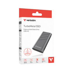 SSD Externí Verbatim TurboMetal SSD, 32021, 1000GB, Nero Backup, Stříbrná, obsahuje USB C, M.2, USB C, 1TB