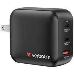Verbatim, Mini GaN síťová nabíječka do sítě 2 x USB-CR PD 100W a 1 x USB-A QC 3.0, šedá, 100 W, vyměnitelné vidlice C,G,A, DOPRODE