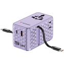 Verbatim, Cestovní adaptér Charge ,n, Travel GaN III 1x USB-C, 1X USB-A + 2x integrovaný kabel USB-C, fialová, 70 W