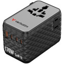 Verbatim, Cestovní adaptér Charge ,n, Travel GaN III 2x USB-C, 2X USB-A + 1x integrovaný kabel USB-C, černá, 170 W