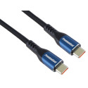 PremiumCord USB-C kabel ( USB 3.2 GEN 2x2, 5A, 100W, 20Gbit s ) 1m, bavlněný oplet, černý