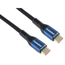 PremiumCord USB-C kabel ( USB 3.2 GEN 2x2, 5A, 100W, 20Gbit s ) 1m, bavlněný oplet, černý