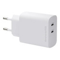 dbramante1928 re-charge - Síťový adaptér - 45 Watt - Apple 2.4A, PD PPS, PD 2.0, PD 3.0, QC 2.0, QC 3.0, AFC, SCP, Fast Charge - 2 výstupní konektory (USB-C) - bílá - Evropa