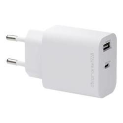 dbramante1928 re-charge - Síťový adaptér - 25 Watt - 2 výstupní konektory (USB-C, USB) - bílá
