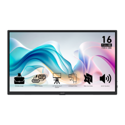 MSI přenosný ultra tenký monitor PRO MP165 E6, 15,6" IPS 1920 x 1080 FHD 60Hz 4ms 2xUSB-C HDMI černá