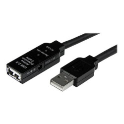 StarTech 25m USB 2.0 Active Extension Cable M F - 25 meter USB A Male to USB A Female USB 2.0 Repeater Extender Cable - Black - 80ft (USB2AAEXT25M) - Prodlužovací šnura USB - USB (F) do USB (M) - USB 2.0 - 25 m - aktivní - cerná - pro P N: SVA5H2NEUA, UUSBOTG