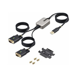StarTech 13ft (4m) 2-Port USB to Serial Adapter Cable, Interchangeable DB9 Screws Nuts, COM Retention, USB-A to DB9 RS232, FTDI, Level-4 ESD Protection, Windows macOS ChromeOS Linux - Rugged TPE Construction (2P6FFC-USB-SERIAL) - USB sériový kabel - USB (M) do DB-9 (M) šroubovací - 4 m - cerná