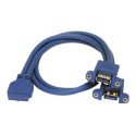 StarTech 2 Port Panel Mount USB 3.0 Cable - USB A to Motherboard Header Cable F F (USB3SPNLAFHD) - Kabel z USB iinterní na externí - USB typ A (F) do 20 pin IDC (F) - 50 cm - modrá