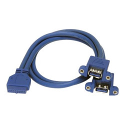StarTech 2 Port Panel Mount USB 3.0 Cable - USB A to Motherboard Header Cable F F (USB3SPNLAFHD) - Kabel z USB iinterní na externí - USB typ A (F) do 20 pin IDC (F) - 50 cm - modrá