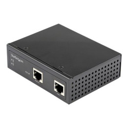 StarTech Industrial Gigabit PoE Injector, High Speed High Power 90W, 802.3bt PoE++ 48V-56VDC DIN Rail UPoE Ultra Power Over Ethernet Injector Adapter, -40C to +75C, Rugged, Gigabit PoE - 90W PoE++ Injector (POEINJ1G90W) - Dávkovac energie - 90 Watt - výstupní konektory: 2 - cerná