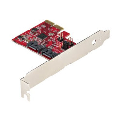 Startech SATA PCIe Card, 2 Port PCIe SATA Expansion card, 6Gbps SATA Card, Full Low Profile, PCI Express to SATA Adapter, ASM1062R SATA RAID Controller Card - PCIe to SATA Converter - Radic úložište - SATA 6Gb s - nízký profil - RAID 0, 1, JBOD - PCIe 2.0 x2 - cervená