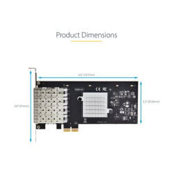 Startech 4-Port GbE SFP Network Card, PCIe 2.0 x2, Intel I350-AM4 4x 1GbE Controller, 1000BASE Copper Fiber Optic, Quad-Port Gigabit Ethernet NIC, Desktop Server Backplanes - Windows and Linux Compatible (P041GI-NETWORK-CARD) - Sítový adaptér - PCIe 2.0 x2 - Gigabit SFP x 4 - cerná
