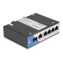 Delock - Prepínac - prumyslový - 4 x 10 100 1000 (PoE+) + 1 x 10 100 1000 + 1 x 1 Gigabit SFP - lze montovat na konzolu DIN - PoE+
