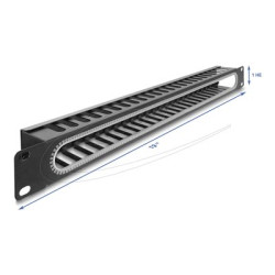 Delock - Panel pro vedení kabelu - cerná, RAL 9005 - 1U - 19"