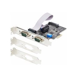 Startech 2-Port Serial PCIe Card, Dual-Port PCI Express to RS232 RS422 RS485 (DB9) Serial Card, Low-Profile Brackets Incl., 16C1050 UART, TAA-Compliant, Windows Linux, TAA Compliant - Level-4 ESD Protection (2S232422485-PC-CARD) - Sériový adaptér - PCI Express x1 nízký profil - RS-232 x 2 - cerná - kompatibilní s TAA