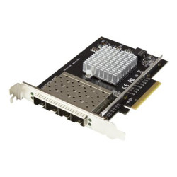 Startech Quad Port 10G SFP+ Network Card, Intel XL710 Open SFP+ Converged Adapter, PCIe 10 Gigabit Ethernet Server NIC, 10GbE Fiber Optic LAN Card Dell PowerEdge HPE ProLiant, NIC Card - 10Gb SFP+ NIC Card (PEX10GSFP4I) - Sítový adaptér - PCIe x8 - 10 Gigabit SFP+ x 4 - cerná