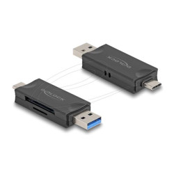 Delock Čtečka karet USB 5 Gbps, USB Type-C Typ-A na paměťové karty SD a Micro SD černá