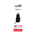 WG - Síťová nabíječka 1x USB-A, Quick Charge 3.0, 5V-9V-12V, + kabel USB-A na Type-C, černá