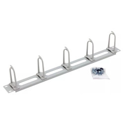 Triton 19" vyvazovací panel 1U,6xháček velký zacvak.pro čtver.otvor9x9,ovál.díry, RAL7035