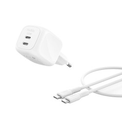 Belkin BOOST CHARGE PRO Duální 50W USB-C Power Delivery GaN PPS nástěnná nabíječka + 1m USB-C USB-C kabel, bílá