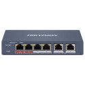 Hikvision DS-3E1106HP-EI - Smart switch 1x 100TX HI-PoE + 3x 100TX PoE; 2x 100TX uplink, 60W, Super PoE
