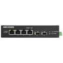 Hikvision DS-3T0506HP-E HS - Průmyslový switch, 4x Gb PoE (1x Hi-PoE) + 2x Gb SFP, 60W, Super PoE, se zdrojem
