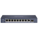 Hikvision DS-3E0510HP-E - full Gb switch 8x PoE (2x HI-PoE), 1x uplink RJ-45 + 1x uplink SFP, 110W, dosah až 300m