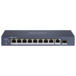 Hikvision DS-3E0510HP-E - full Gb switch 8x PoE (2x HI-PoE), 1x uplink RJ-45 + 1x uplink SFP, 110W, dosah až 300m